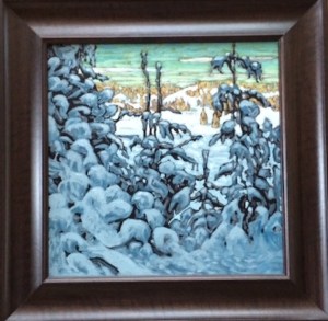 My copy of Lawren Harris' Snow II (really, sis, you could have provided a a straight photo of it).