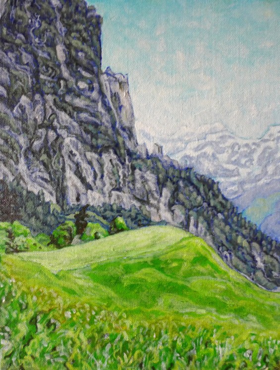 "View of Kleiner Mythen" -acrylic on board, 18x24 cm