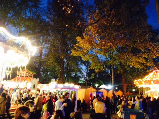Autumn Evening at Basel Herbstmesse at Petersplatz. 