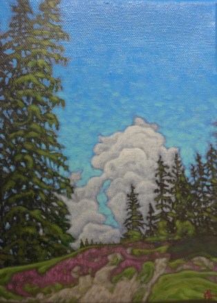 Alpine Meadow in October (acrylic, 18 x 27cm)