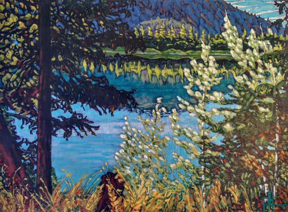 Fishing Hole at Sunset (acrylic on canvas, 30 x 40cm)