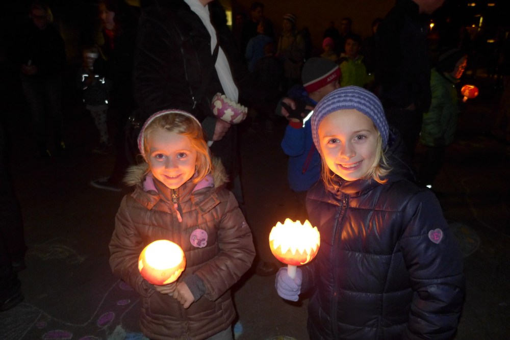 The girls at our towns Raebeliechtliumzug (turnip lantern parade). A swiss autumn tradition in the first week of November
